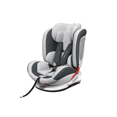 Gray And Black Child Car Seat With Ergonomic Padded Design And Safety Straps 3d model