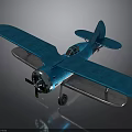 Vintage Blue Biplane Model For Space Aeronautics Education And