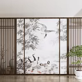 New Chinese-style Screen Ink Screen Partition 3d model