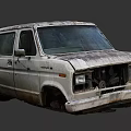 Old Worn Out Van With Dusty Exterior And Damaged Front End 3d model
