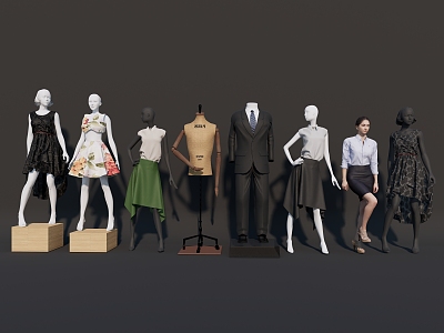 Modern Figure Model Clothes Model dress Model Clothing Women Business Wear Men's Suit Combination 3d model