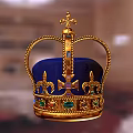 Luxurious Gold Crown Jewelry With Blue Velvet Body And Colorful Gem Decorations