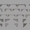 Traditional Decorative Components With Various Corner Shapes And Intricate Line Patterns 3d model
