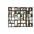 Modern Open Shelf Bookcase With Green Plants Books And Decorative Accents