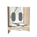 Elegant Modern Bathroom Vanity With Marble Countertop Double Sinks And Lighted Oval Mirrors