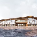 Modern Architectural Visitor Center Featuring Wooden Structure Glass Facade And Plaza