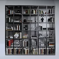 Modern Tall Bookcase With Multiple Shelves Books Decor And Ornaments 3d model