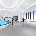 Modern Shopping Mall Lobby With Large Digital Screen Display Counters Spacious Interior And Contemporary Lighting