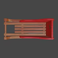 Traditional Red Wooden Sled With Decorative Patterns And Curved Wooden Runners