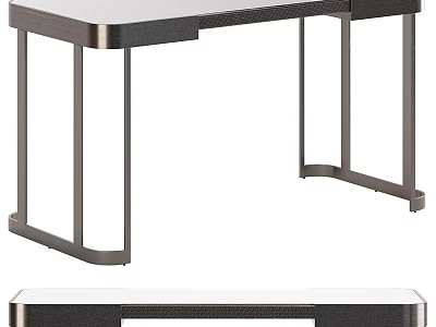 Sleek Modern Desk For Home Office With Metal Frame And Wooden Top 3d model