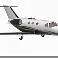 Small Passenger Jet White Body With Black Stripes Side View Showing Round Windows And Wings