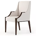 Modern Leisure Chair With Beige Fabric And Dark Brown Wooden Arms Legs