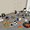Modern Ornaments Combination Kitchen Supplies Kitchenware Tableware Kitchen Appliances Art Ornaments Dining Table Ornaments Tea Set 3d model