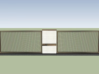 Modern Fence Design with Vertical Slats and Central White Panel for Outdoor Use 3d model