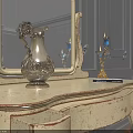 Decorative Ornament Set on Table with Gold Frame Mirror Silver Vase Candle Holder and Book