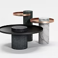Modern Coffee Tables With Round Marble Tops And Copper Frames Design Style 3d model