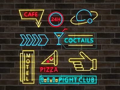 Modern decorative lights neon combination 3d model