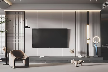 Modern TV background wall TV background 3d model