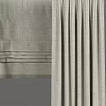 Elegant Beige Linen Curtains With Vertical Stripes And Pleated Top Design