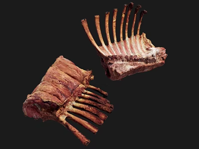 Perfectly Cooked Juicy Roasted Ribs With Crispy Exterior And Tender Meat 3d model