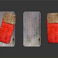Three Stylish Decorative Storage Boxes With Red And Silver Metallic Patterns For Home Furniture