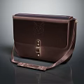 Brown Leather Satchel With Animal Head Design And Metal Buckle Shoulder Strap