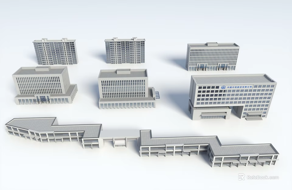 3D Models of Modern Residential Buildings Featuring Diverse Architectural Styles and Structures 3d model 