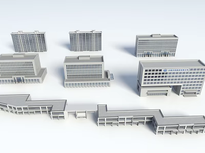3D Models of Modern Residential Buildings Featuring Diverse Architectural Styles and Structures 3d model