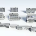 3D Models of Modern Residential Buildings Featuring Diverse Architectural Styles and Structures