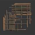 Neatly Stacked Brown Wooden Strips For Construction And DIY Craft Supplies