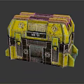 Yellow Futuristic Sci Fi Vehicle with M51 Label Blue Lights and Rusty Metal Texture