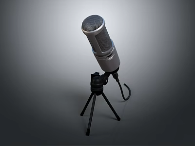 Premium Wireless Headphones With Microphone On Tripod Stand Setup 3d model