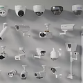 Various Security Surveillance Cameras Including Dome Bullet And PTZ Types For Installation 3d model