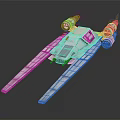 Sleek Cosmic Starfighter Spaceship 3D Model With Twin Engines And Aerodynamic Design