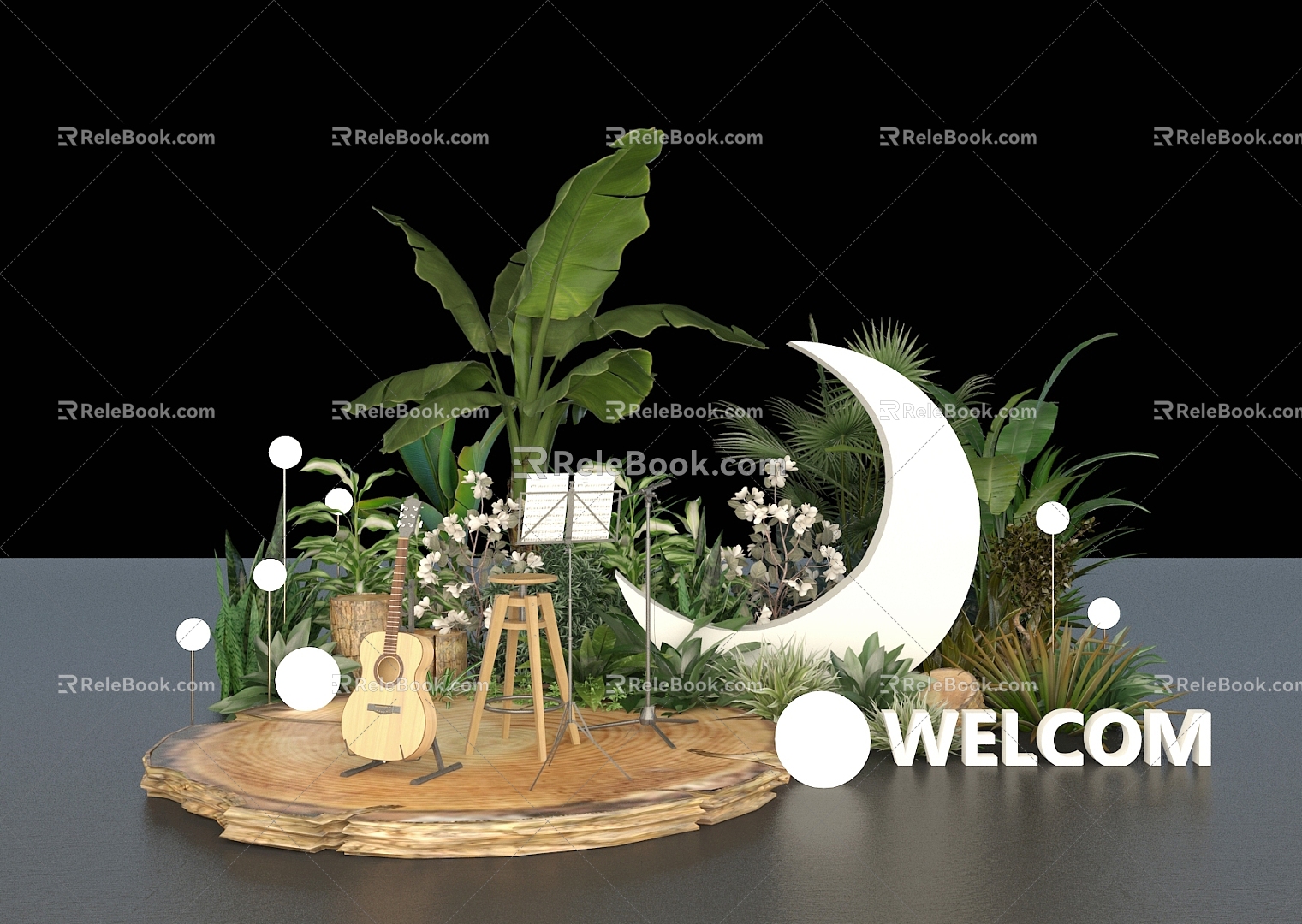 Green Plant Music Festival Stage Beautiful Chen 3d model