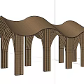Elegant Wooden Pergola with Arched Design Intricate Beams and Support Columns