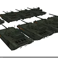 Modern Green Military Tank With Turret Cannon Headlights Tracks and Side Stripes