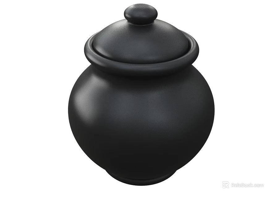Modern Black Ceramic Kitchenware Jar With Lid For Food Storage 3d model 