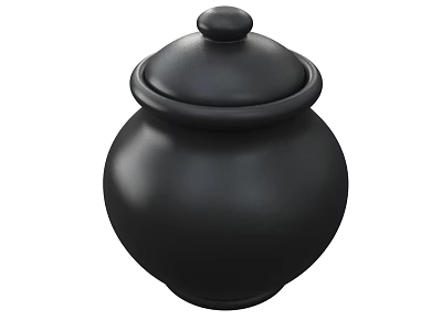 Modern Black Ceramic Kitchenware Jar With Lid For Food Storage 3d model
