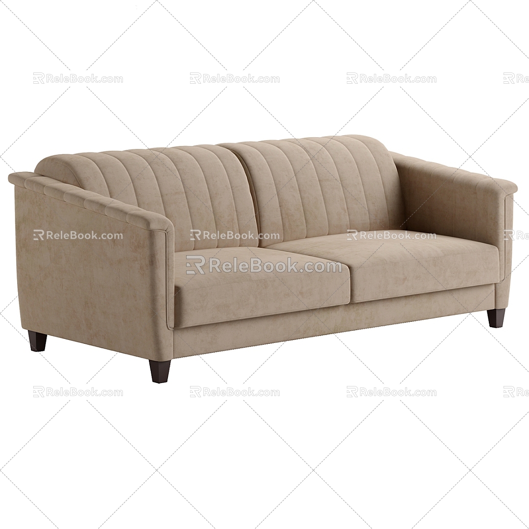 Nordic Simple Double Sofa Sofa Simple Double Sofa Pillow Simple Cushion Cushion 3d model