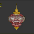 Golden Transparent Crystal Lantern Shaped Hanging Ornament With Decorative Top And Base Design