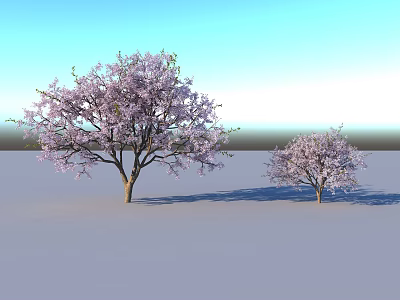 Two Purple Flowering Arbors Standing Under Blue Sky With Light Ground And Shadows 3d model