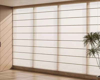Light Colored Venetian Blinds Enhancing Large Windows In Modern Interior With Natural Light 3d model