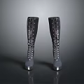 Stylish Knee High Fashion Boots With Intricate Pattern Silver Sole And White Laces