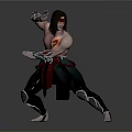 Warrior Character In Dynamic Martial Arts Stance With Ornate Armor And Muscular Build