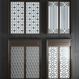 New Chinese-style sliding door 3d model