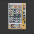 Yellow And White Vending Machine With Digital Display Dispensing Various Drinks 3d model