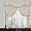 Cream Colored Curtains With Tassel Trim And Ruffled Design For Window Decor