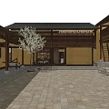 Chinese Courtyard Traditional Architecture Four Three-courtyard Courtyard Combination Tile Roof Cylindrical Yellow Wall Attic Courtyard Architecture 3d model