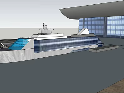 Modern Residential Building With Glass Curtain Walls And Contemporary Roof Design 3d model